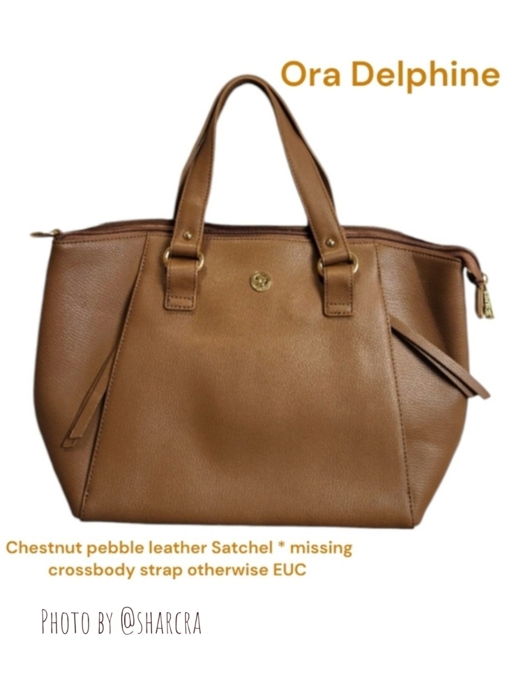 Ora Delphine Women Chestnut pebble leather Shoulder Handbag 2 exterior pockets